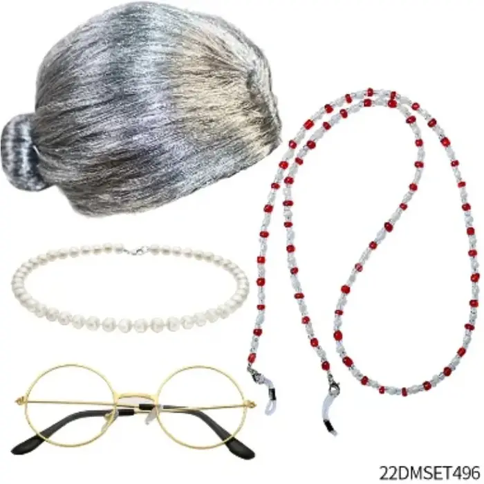 Ensemble Perruque et Lunettes de Grand-Mère pour Adulte