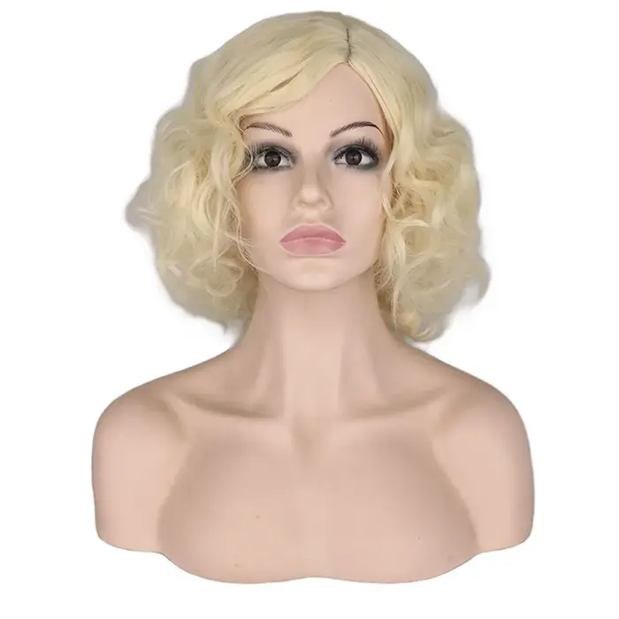 Perruque synthétique courte bouclée pour Cosplay