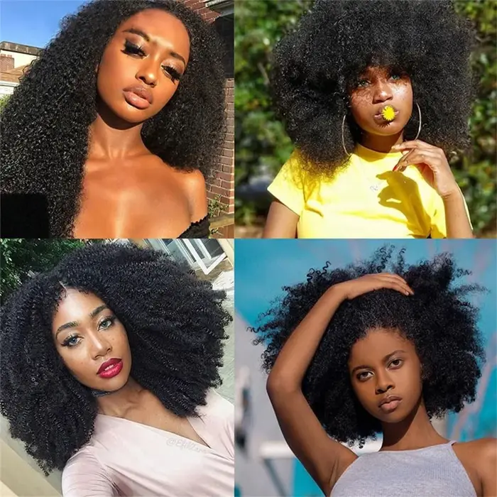 Extensions de cheveux humains brésiliens vierges bouclés afro