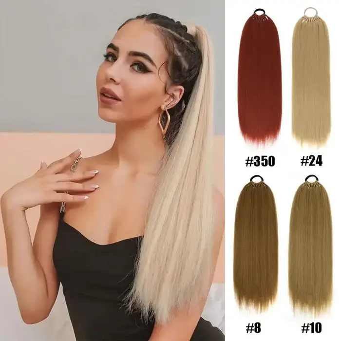 Queue de cheval Extensions de cheveux synthétiques longue droite fausses queues