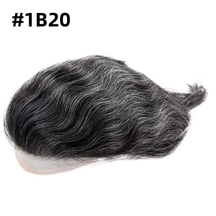 Perruque Lace Front Wig haline naturelle pour hommes, avec Mono Top, 6 pouces, prothèse capillaire D
