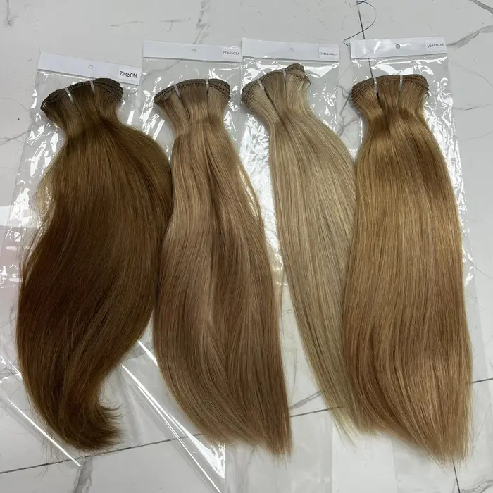 Genius trame droite brésilienne 100% naturel cheveux humains paquets Double dessiné Invisible Extensions