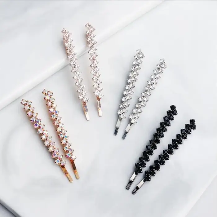 Pinces à cheveux en métal strass brillant pour femmes