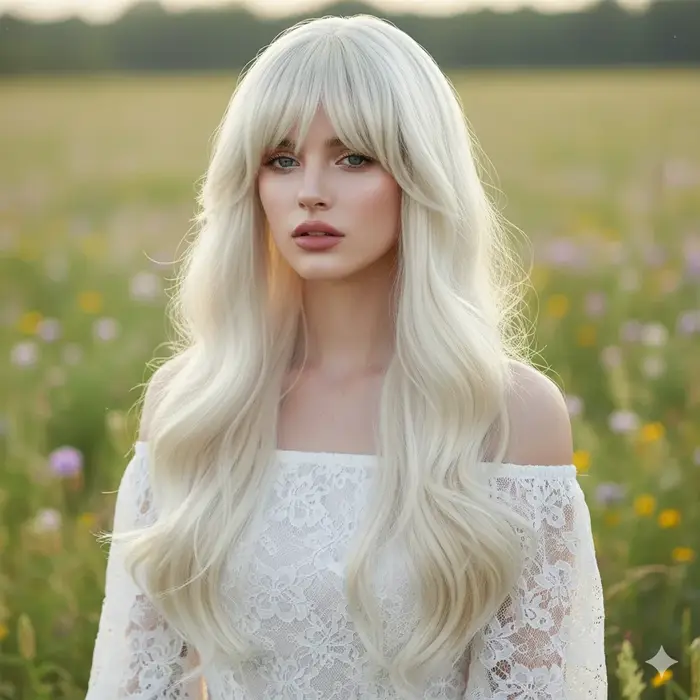Perruque blonde blanche pour femmes 26 pouces