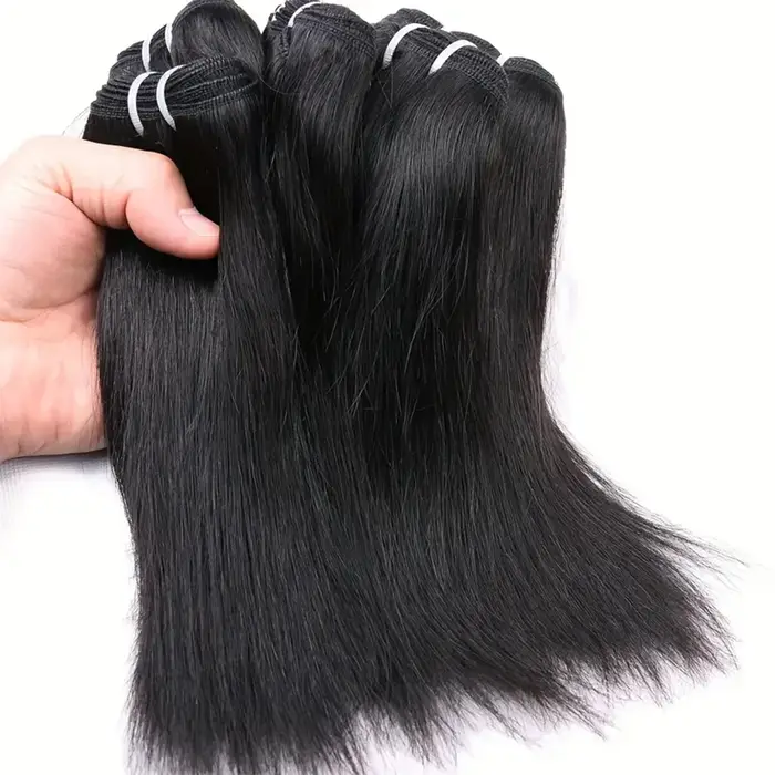 Gros cheveux humains courts armure os droit brésilien vierge