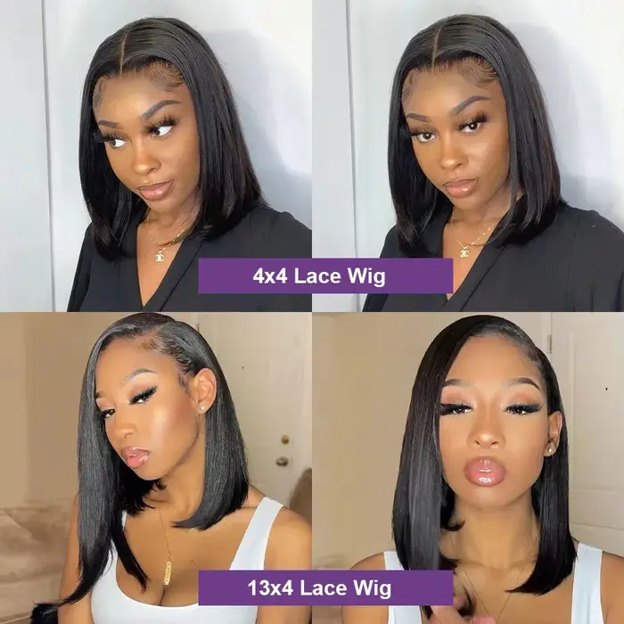 Perruques Lace Front 4x4 13x4 en cheveux humains lisses