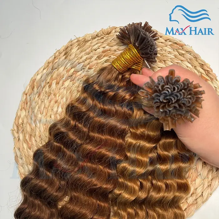 Extensions de cheveux humains à pointe en U en kératine
