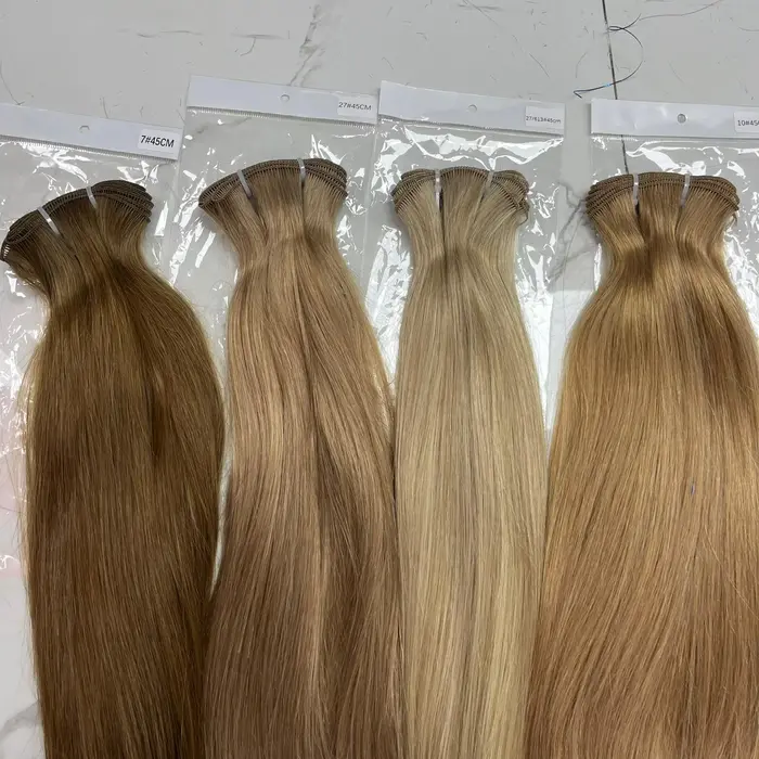 Genius trame droite brésilienne 100% naturel cheveux humains paquets Double dessiné Invisible Extensions