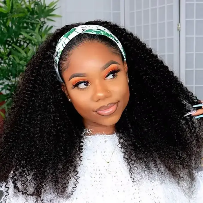 Perruques de cheveux humains naturels bandeau Afro crépus bouclés brésilien Remy perruques de cheveu
