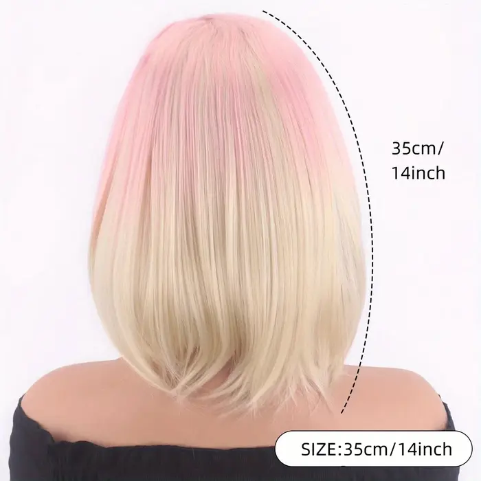 Perruque Bob Ombrée Rose à Blonde
