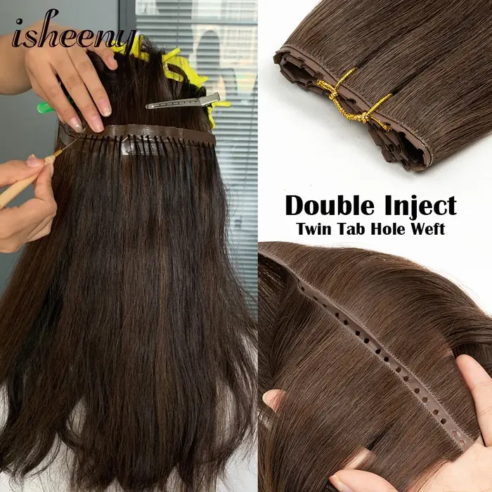 Extensions de cheveux humains de trame de trou Invisible 12 "-24" double onglet