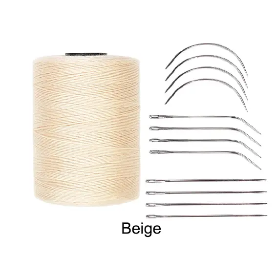 1 rouleau de fil à tisser pour Extensions de cheveux, fil à coudre avec 12 aiguilles à cheveux, acce