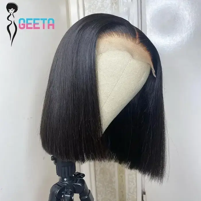 Perruque Bob courte transparente dentelle frontale perruques cheveux humains 100% droite Bob perruqu