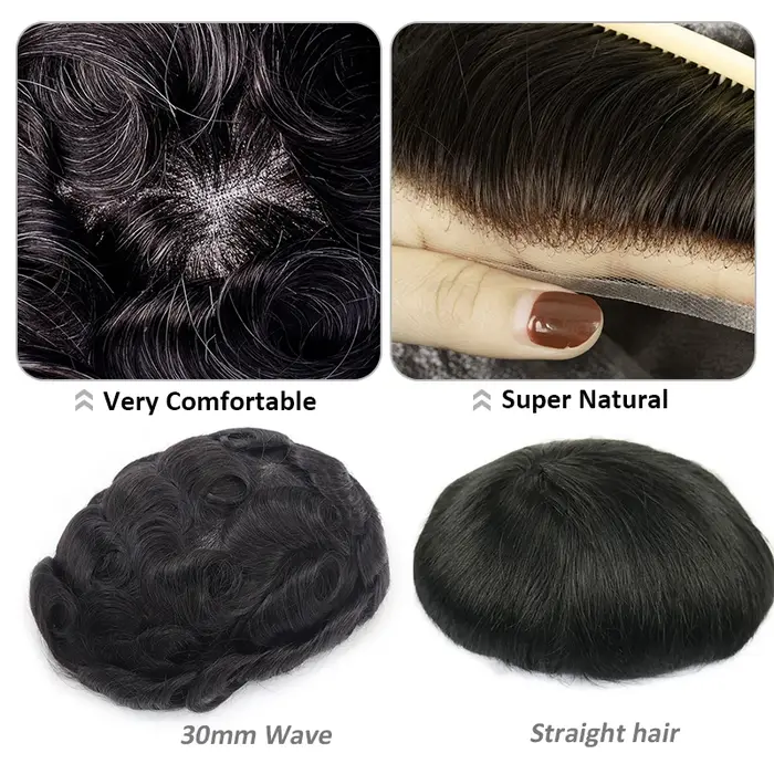 Prothèses capillaires pour hommes en cheveux naturels Remy