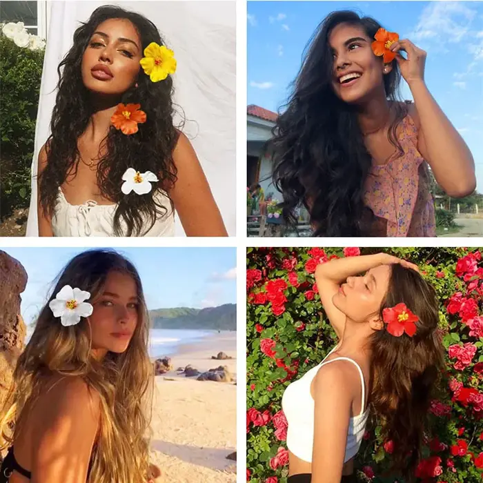 Pince à cheveux fleur hawaïenne pour femmes filles romantique bohème