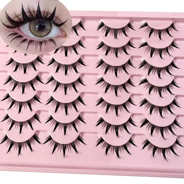 Faux Cils Naturels Doux et Croisés avec Bande Transparente