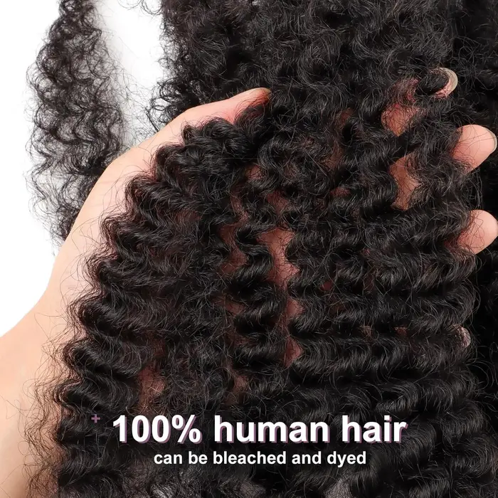 Extensions de cheveux humains naturels 4C Afro Kinky Curly en vrac de 10 à 16 pouces, sans trame, Re