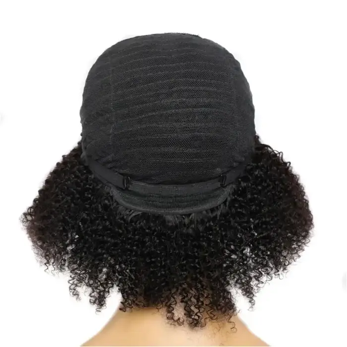 Afro crépus bouclés 100% cheveux humains 250% densité pleine Machine tête perruque brésilienne vierge