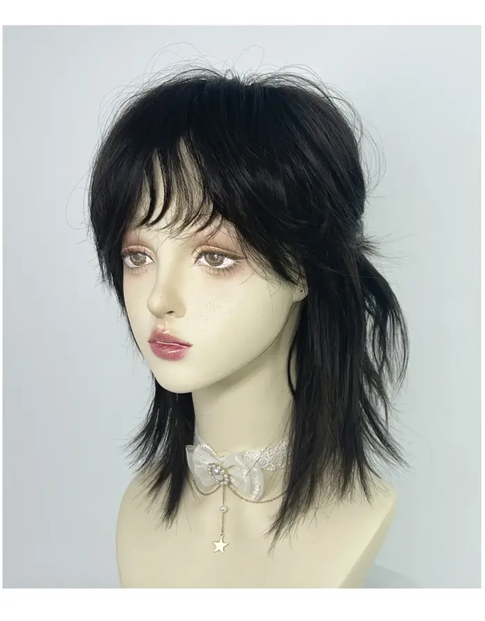 VICWIG – perruque synthétique courte et lisse avec queue de loup naturelle pour hommes et femmes
