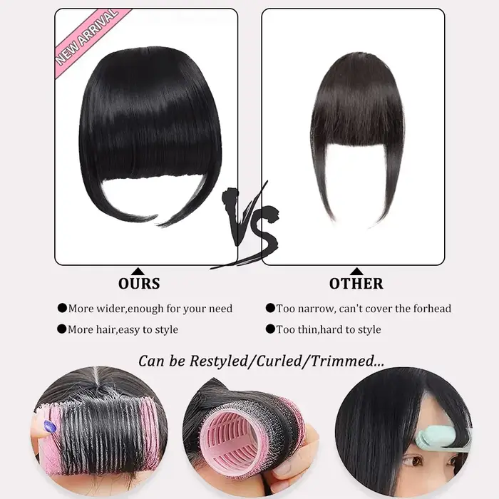 Frange cheveux Extension synthétique pince