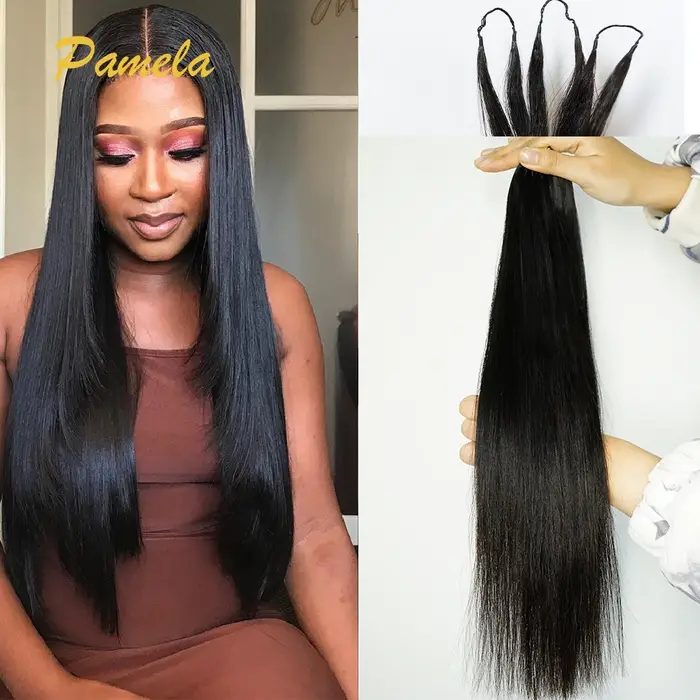 Extensions de cheveux humains au Crochet pré-séparés sans nœuds Extensions de cheveux de plumes droi