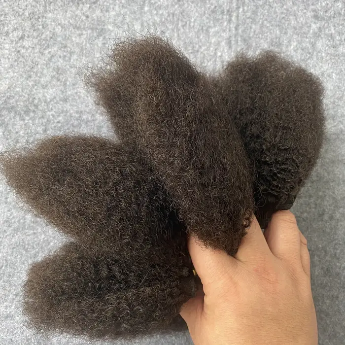 Tissage de cheveux humains bruts moelleux, Extensions de cheveux Afro crépus bouclés, Double tirage,