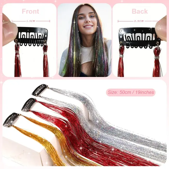 Extensions de cheveux tressées à paillettes en fibre haute température
