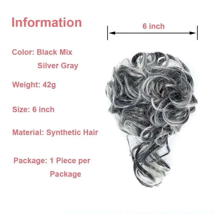 Chignon synthétique en désordre, Extension de chignons ébouriffés, bandeau élastique, pièces de chev