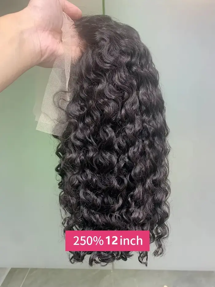 Réel 250 densité 13x4 court Bob humide et ondulé perruque de cheveux humains vietnamien brut Double dessiné haute