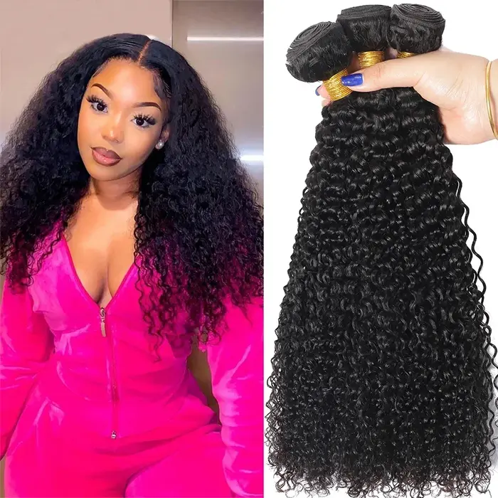 Extensions brésiliennes de cheveux humains crépus bouclés, cheveux vierges non transformés, cheveux