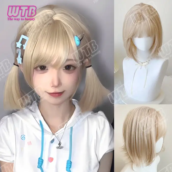 WTB Perruque synthétique beige style Lolita