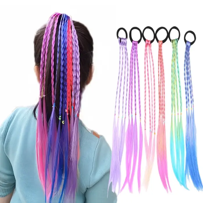 6 pièces multicolore Style bohème doux cheveux perruque tresse bricolage queue de cheval tresses