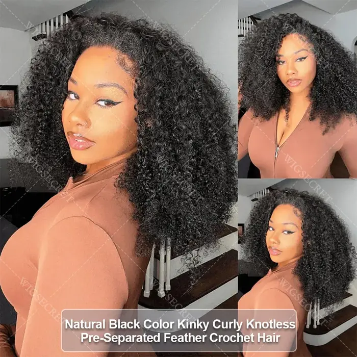 Extensions de cheveux humains bouclés crépus blond miel pour tressage