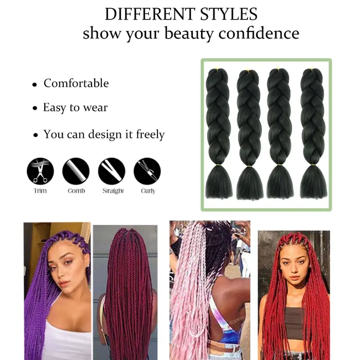 24 pouces bricolage Jumbo tressage cheveux Extensions