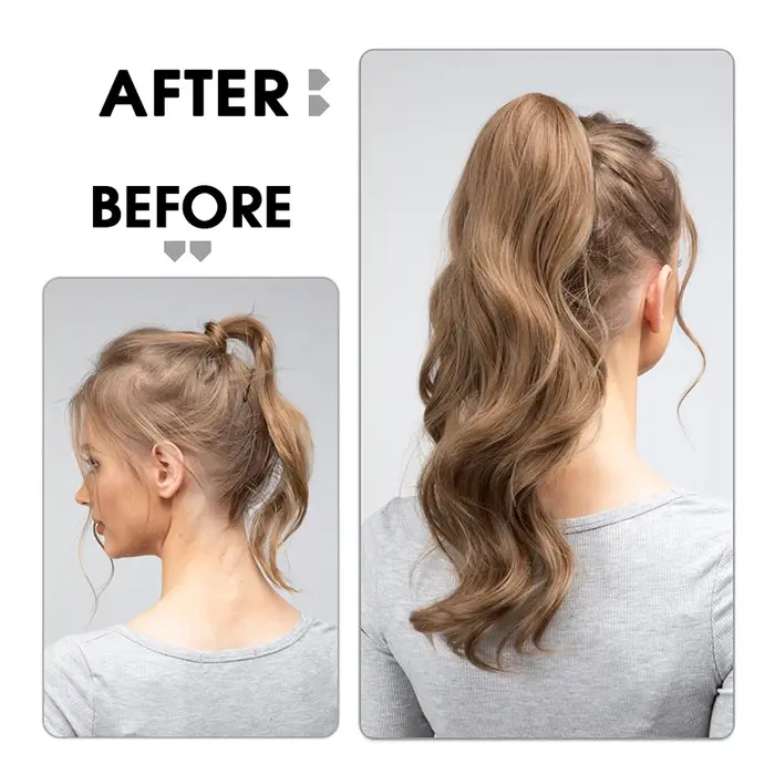 Extension capillaire synthétique longue et ondulée, queue de cheval bouclée à Clip, faux postiche en