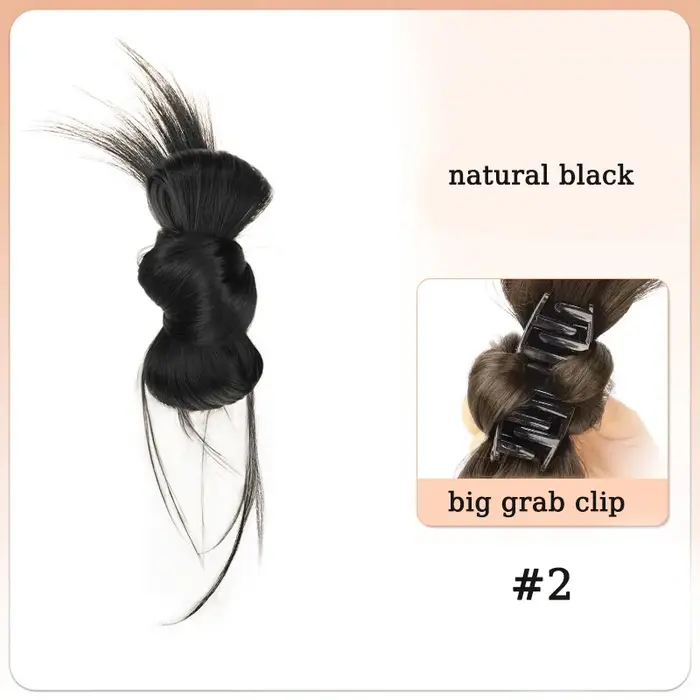 Chignon synthétique pour femmes, postiche naturelle, faux Updo, pince à griffes noires et brunes, Ex