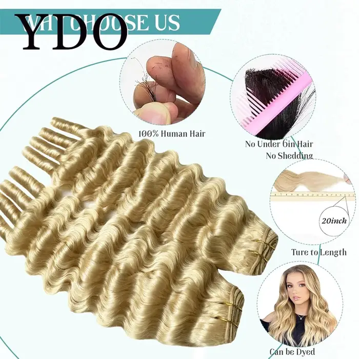 Extensions de cheveux humains bouclés 12A blond 613 style birman