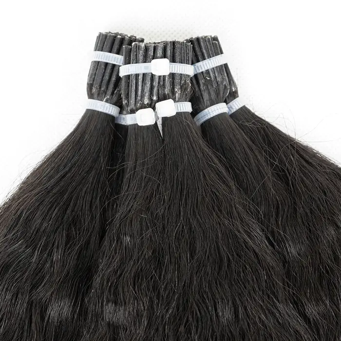 KerBrian Bonds-Extensions de Cheveux Crépus Lisses, Cheveux Humains Remy, Micro Lien avec Perles Gra