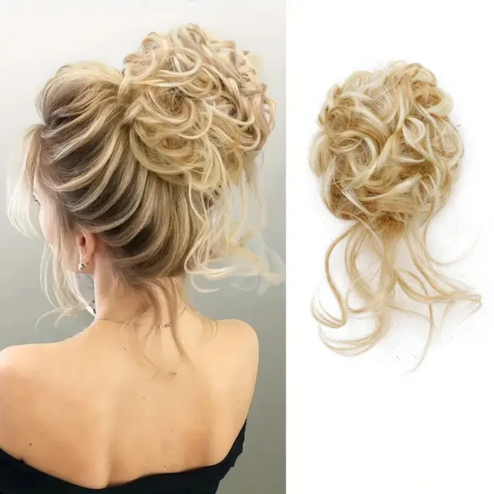 Chignon synthétique élégant bouclé en caoutchouc élastique