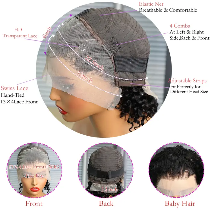 100% cheveux humains lâche vague profonde courte Bob perruques