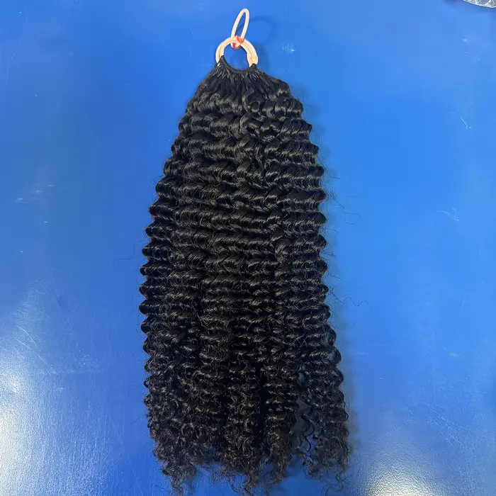 Extensions de cheveux au Crochet de vague profonde crépus bouclés Crochet cheveux humains sans noeud pré-séparés Extensions de cheveux de plumes au Crochet