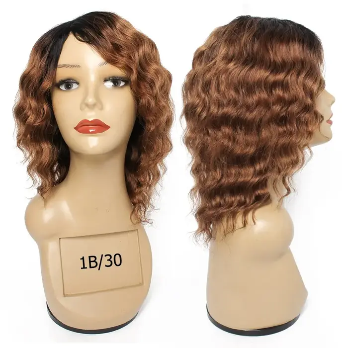 Perruques péruviennes naturelles, ondulées, couleur noire naturelle, ombré, blond miel, 1B 27/30, fa