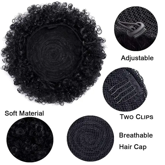 Synthétique grande Afro bouffée cordon queue de cheval crépus bouclés chignon postiche afro-américaine pince dans les Extensions Updo pour les femmes noires