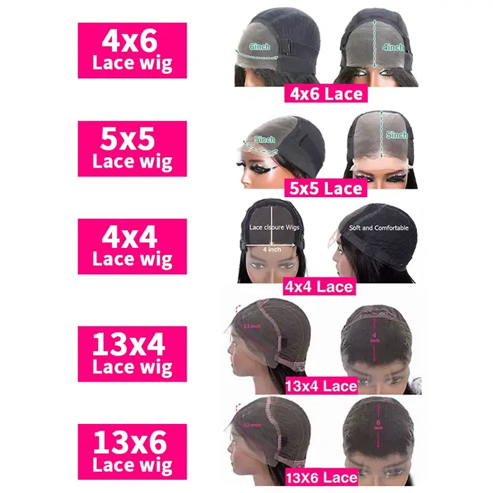 Perruque Lace Front Wig Naturelle Lisse, Cheveux Humains, 13x6, 13x4, 360 HD, 5x5, 6x4, 4x4, Closure