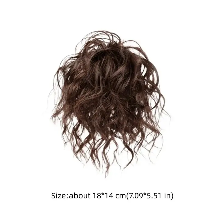 Nouvelle Perruque Synthétique Chignon Bandeau Cheveux Bouclés Marron Volumineux Postiche