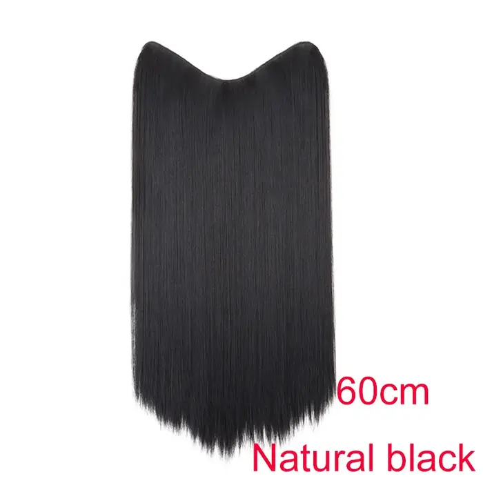 Extension de cheveux synthétique longue et droite de 24 pouces, une seule pièce, 4 clips, coiffure e