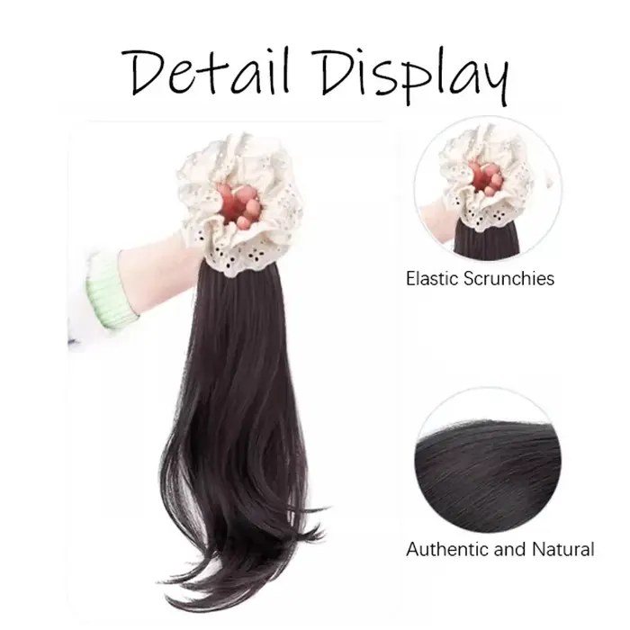 Extension de cheveux queue de cheval synthétique avec anneau élastique