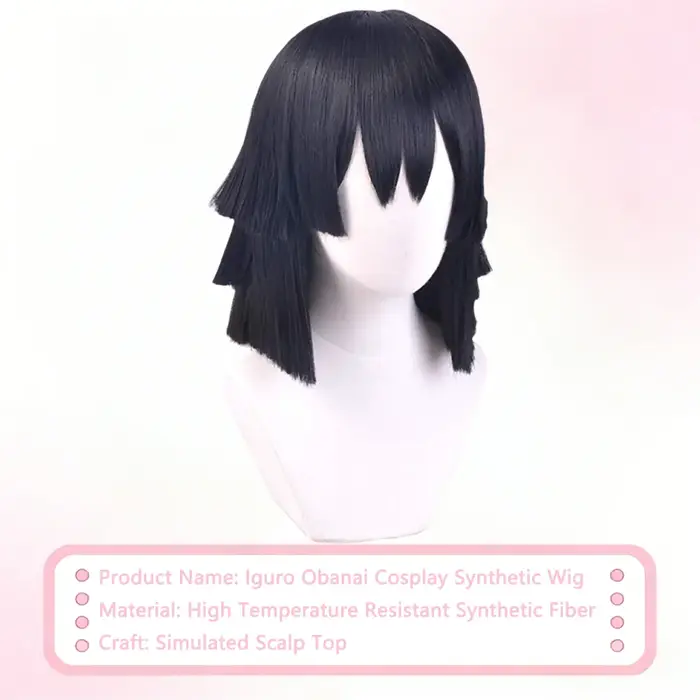 Perruque de Cosplay Iguro Obanai unisexe