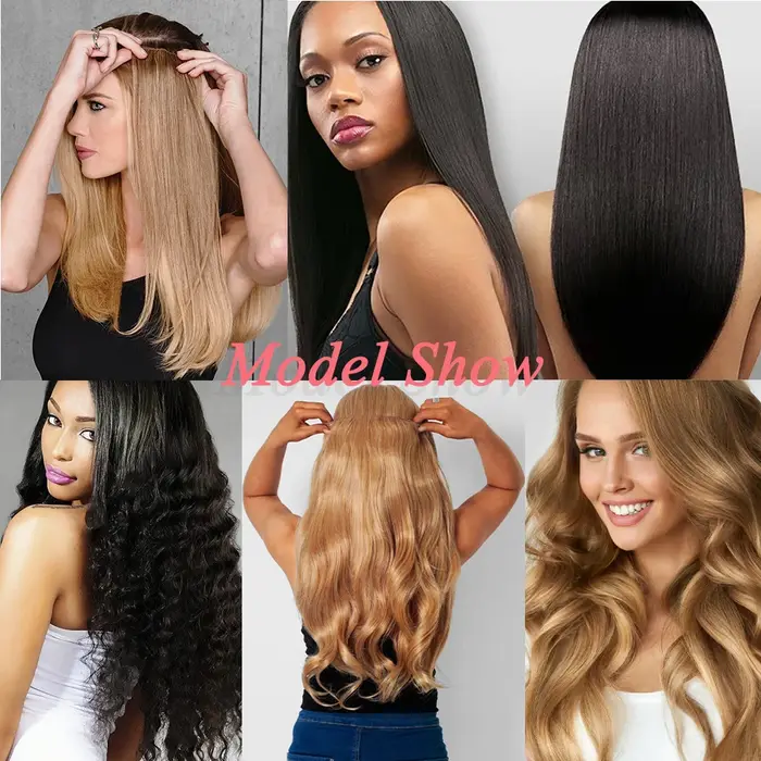 Allaosify Extensions de cheveux synthétiques 24 "fil Invisible sans pince dans