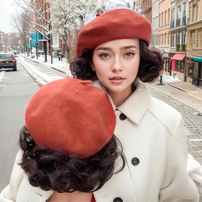 Perruque élégante pour femme avec chapeau béret et cheveux synthétiques courts bouclés - Polyvalente pour un usage